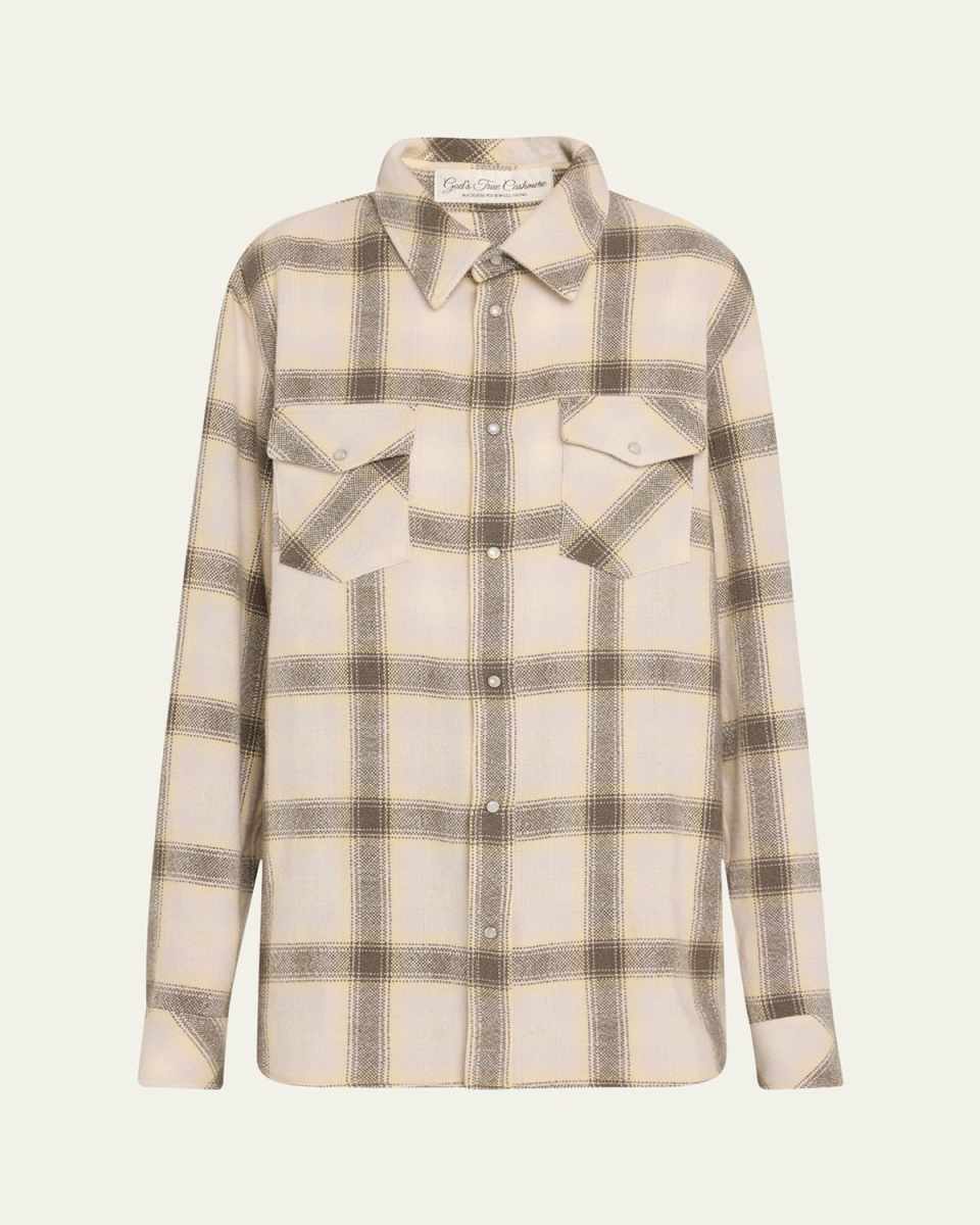 Tartan Oversized Cashmere Shirt Jacket